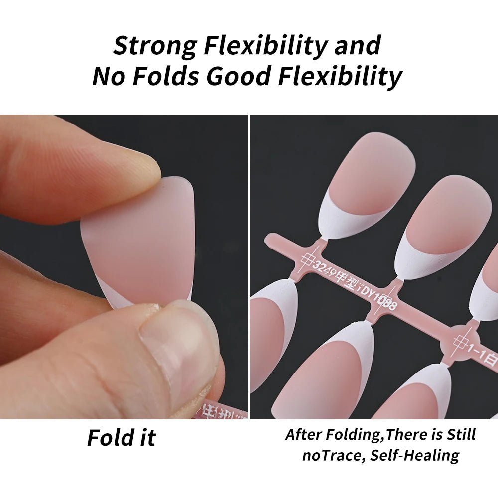 150Pcs French Gel Nail Tips Press On Nails Full Cover Nude Pink Almond Shape Extension False Nails For Nail Art DIY 15 Sizes - EUPHORIA