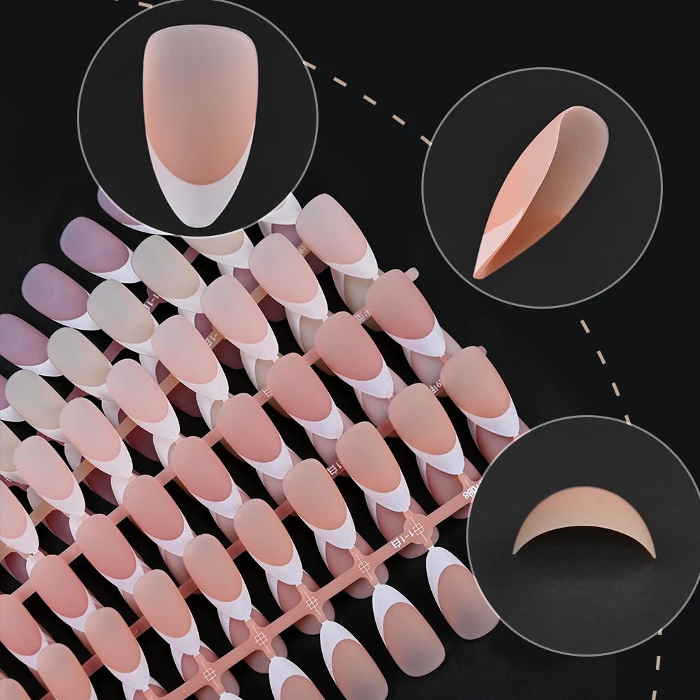 150Pcs French Gel Nail Tips Press On Nails Full Cover Nude Pink Almond Shape Extension False Nails For Nail Art DIY 15 Sizes - EUPHORIA