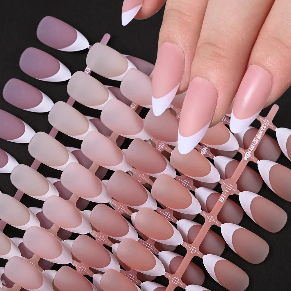 150Pcs French Gel Nail Tips Press On Nails Full Cover Nude Pink Almond Shape Extension False Nails For Nail Art DIY 15 Sizes - EUPHORIA