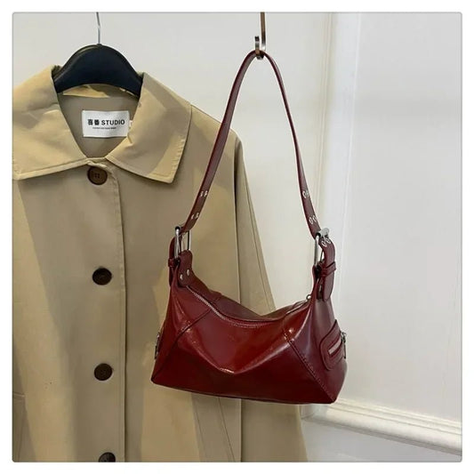 Zipper PU 2024 High Quality Crossbody Bag Solid Color Trendy Fashion Satchels Shoulder Bag Soft Versatile Women's Handbag - EUPHORIA