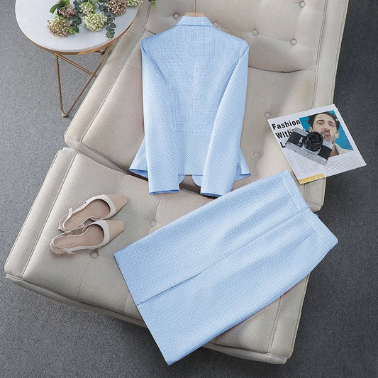 ZJYT Office Lady One Button Blazer Skirt Sets Women's Suit Elegant Conjuntos Para Mujeres 2 Piezas Work Outfit White 2025 Spring - EUPHORIA
